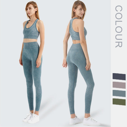 MAYLIFY Yoga Outfits 2 Piece High Waisted Leggings with Sports Bra Gym Clothes Sets
