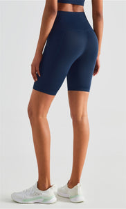 MAYLIFY High Waist Yoga Shorts for Women's Tummy Control Fitness Athletic Workout Running Shorts with Deep Pockets
