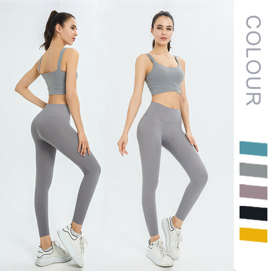 Ribbed Workout Outfits for Women 2 Piece Seamless Sport Bra High Waist Yoga Leggings Set