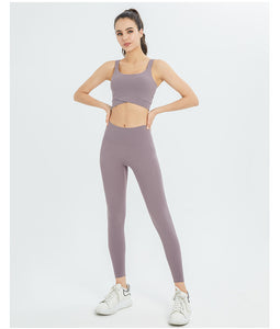 Ribbed Workout Outfits for Women 2 Piece Seamless Sport Bra High Waist Yoga Leggings Set