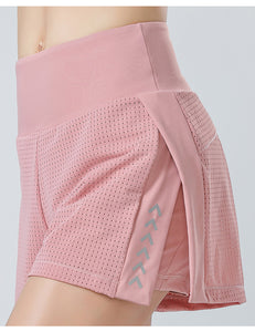 Women's Running Shorts Elastic High Waisted Shorts Pocket Sporty Workout Shorts Quick Dry mesh Athletic Shorts Pants