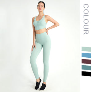 Workout Sets Ribbed Tank 2 Piece Seamless High Waist Gym Outfit Yoga Shorts Sets