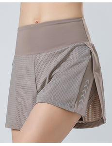 Women's Running Shorts Elastic High Waisted Shorts Pocket Sporty Workout Shorts Quick Dry mesh Athletic Shorts Pants