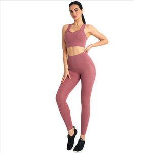 Women 2 Piece Workout Outfits Sports Bra Seamless Leggings Yoga Gym Activewear Set