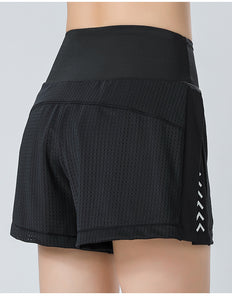 Women's Running Shorts Elastic High Waisted Shorts Pocket Sporty Workout Shorts Quick Dry mesh Athletic Shorts Pants