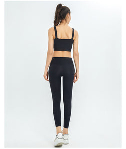 Ribbed Workout Outfits for Women 2 Piece Seamless Sport Bra High Waist Yoga Leggings Set