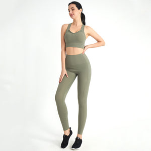 Women 2 Piece Workout Outfits Sports Bra Seamless Leggings Yoga Gym Activewear Set