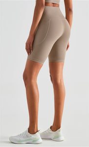 MAYLIFY High Waist Yoga Shorts for Women's Tummy Control Fitness Athletic Workout Running Shorts with Deep Pockets