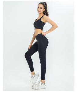 Ribbed Workout Outfits for Women 2 Piece Seamless Sport Bra High Waist Yoga Leggings Set