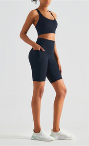 MAYLIFY High Waist Yoga Shorts for Women's Tummy Control Fitness Athletic Workout Running Shorts with Deep Pockets
