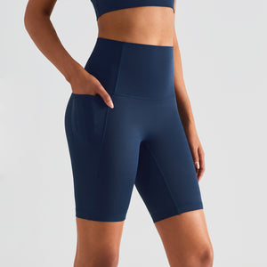 MAYLIFY High Waist Yoga Shorts for Women's Tummy Control Fitness Athletic Workout Running Shorts with Deep Pockets