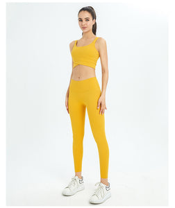 Ribbed Workout Outfits for Women 2 Piece Seamless Sport Bra High Waist Yoga Leggings Set