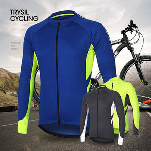 Cycling Jersey Mens Bike Shirt Long Sleeve Cycle Top with Pockets Simple Line Series