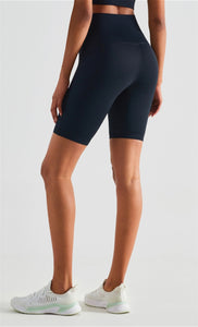 MAYLIFY High Waist Yoga Shorts for Women's Tummy Control Fitness Athletic Workout Running Shorts with Deep Pockets