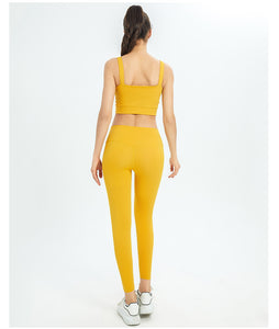Ribbed Workout Outfits for Women 2 Piece Seamless Sport Bra High Waist Yoga Leggings Set
