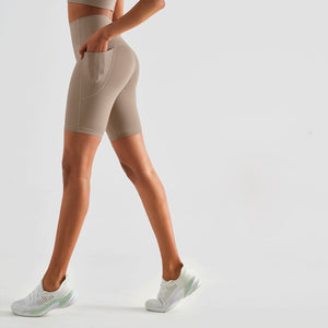 MAYLIFY High Waist Yoga Shorts for Women's Tummy Control Fitness Athletic Workout Running Shorts with Deep Pockets