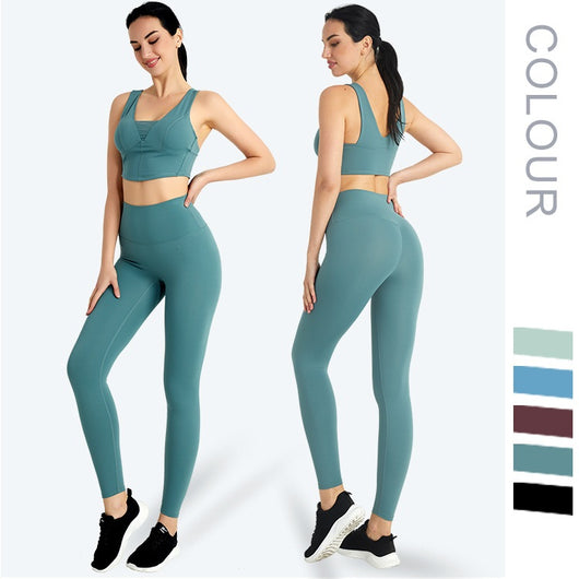 Workout Sets Ribbed Tank 2 Piece Seamless High Waist Gym Outfit Yoga Shorts Sets