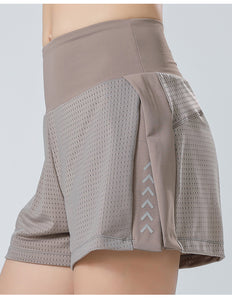 Women's Running Shorts Elastic High Waisted Shorts Pocket Sporty Workout Shorts Quick Dry mesh Athletic Shorts Pants