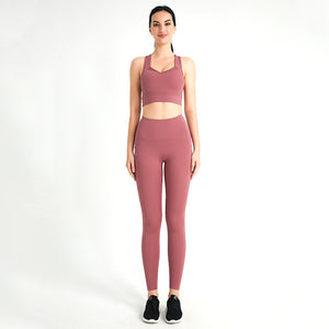 Women 2 Piece Workout Outfits Sports Bra Seamless Leggings Yoga Gym Activewear Set