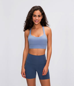 Longline Sports Bra Gym Athletic Fitness Clothing Padded Sexy High Strength Strappy Womens Yoga Bra