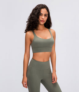 Longline Sports Bra Gym Athletic Fitness Clothing Padded Sexy High Strength Strappy Womens Yoga Bra