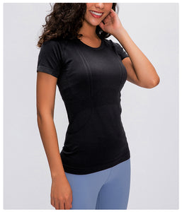 Workout ladies sportswear yoga running sports Seamless shirt yoga t shirt running gym sports fitness lady