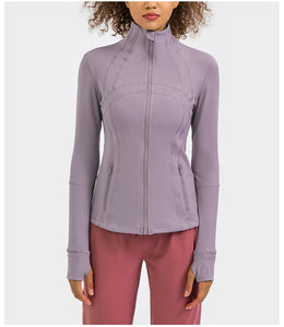 Women's Running Jacket Slim Fit and Cottony-Soft Handfeel Sports Tops with Full Zip Side Pocket